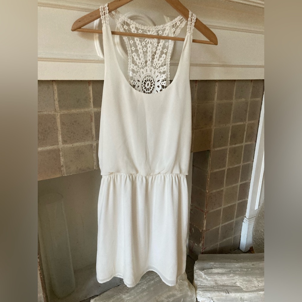 Naked Zebra Cream Lace Detail Dress lined